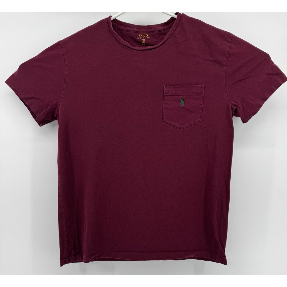 Polo Ralph Lauren Men's Medium Short Sleeve Shirt Red Green Pony